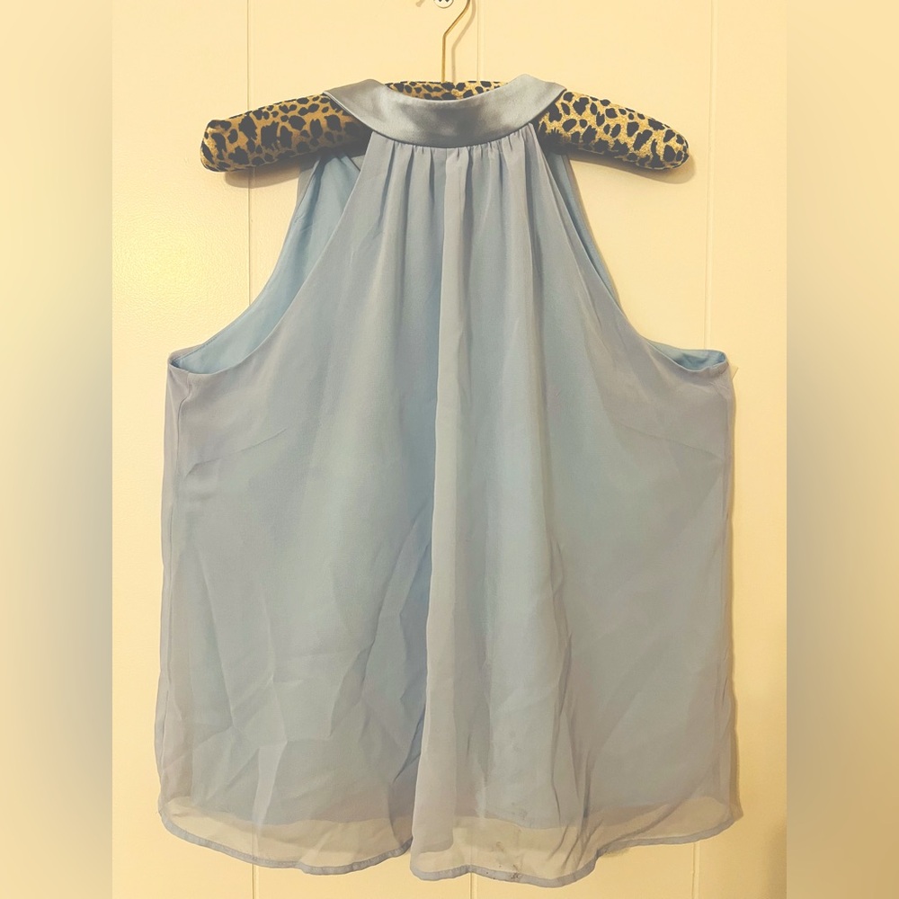 Eva Mendes Baby Blue Sheer Sleeveless Tunic with Liner